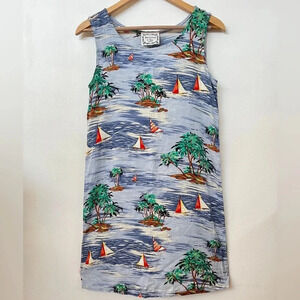 Dressing Clio PM Hawaiian Blue Sailboat Coverup Sheath Dress Beach Vacation Swim